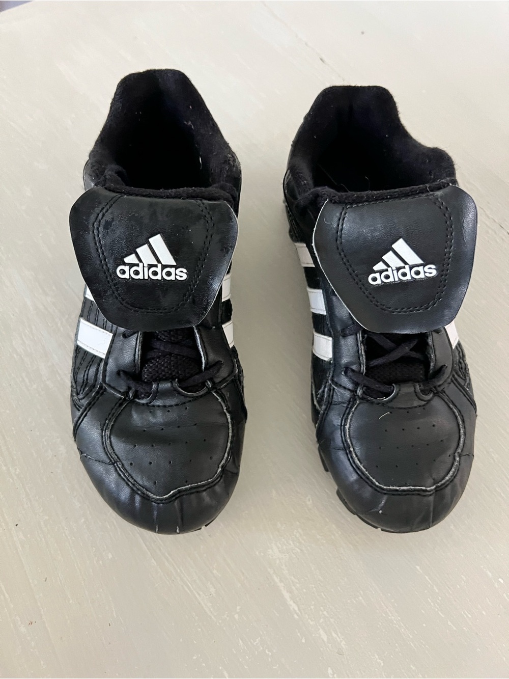 Adidas Black White Football Cleats Youth Athletic Sports Shoes size 3 - Picture 2 of 5